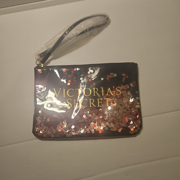 Victoria's Secret Black Clutch wristlet bag with sequins - Picture 2 of 6